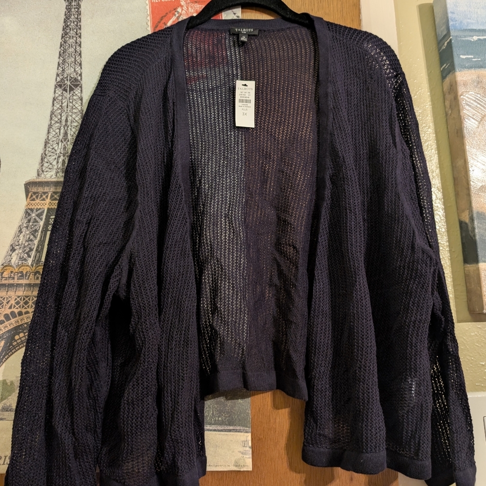 Talbots Navy Open-Front Cardigan